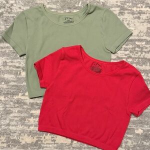 Little Girls Red and Green Crop Tops